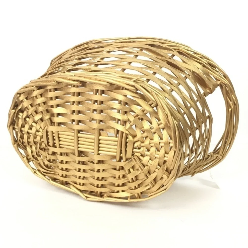 2 Baskets World Market Wood Metal Woven Cottagecore Cabincore Coastal Grandma